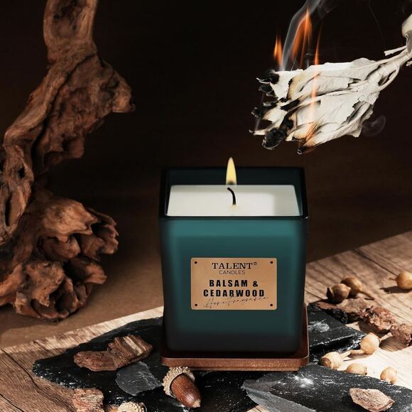 Scented Soy Candles, Deluxe Noble Aromatherapy Candles, Balsam & Cedarwood, Cand - Picture 3 of 12